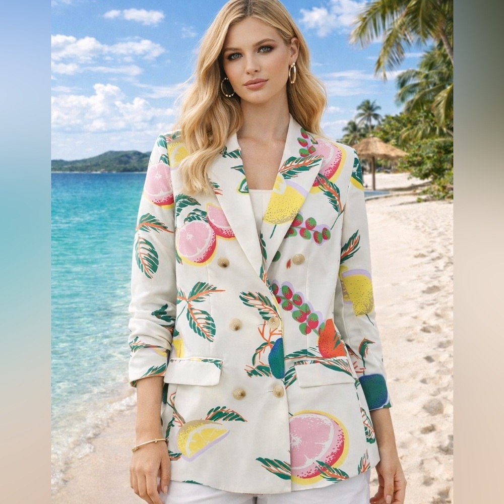 NWOT: Lemon Floral Women's Blazer